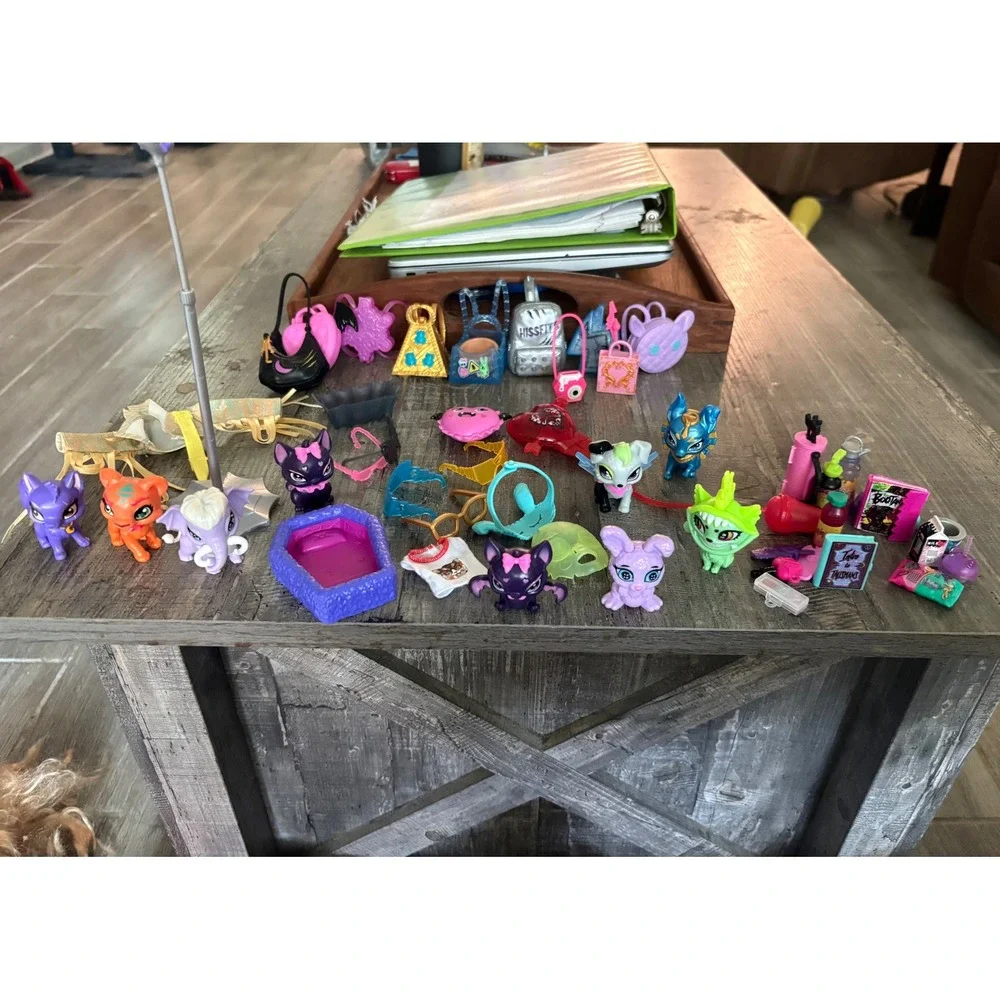 Monster High G3 Doll Accessories and Pets Lot Count Fabulous Watzie Hissfits Bag